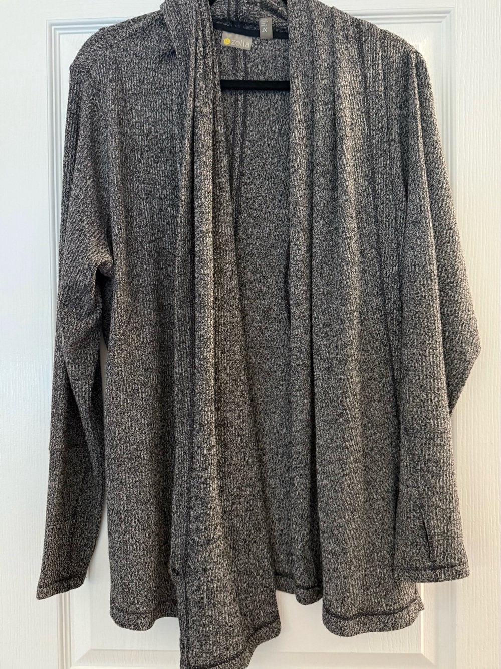 Zella Heathered Charcoal Open-Front Cardigan with hood